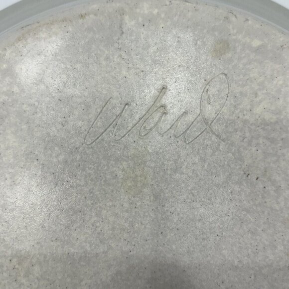 Handcrafted Pottery Artisan Signed Ward  Glazed Pie Plate Shallow Bowl Iris - Picture 5 of 12